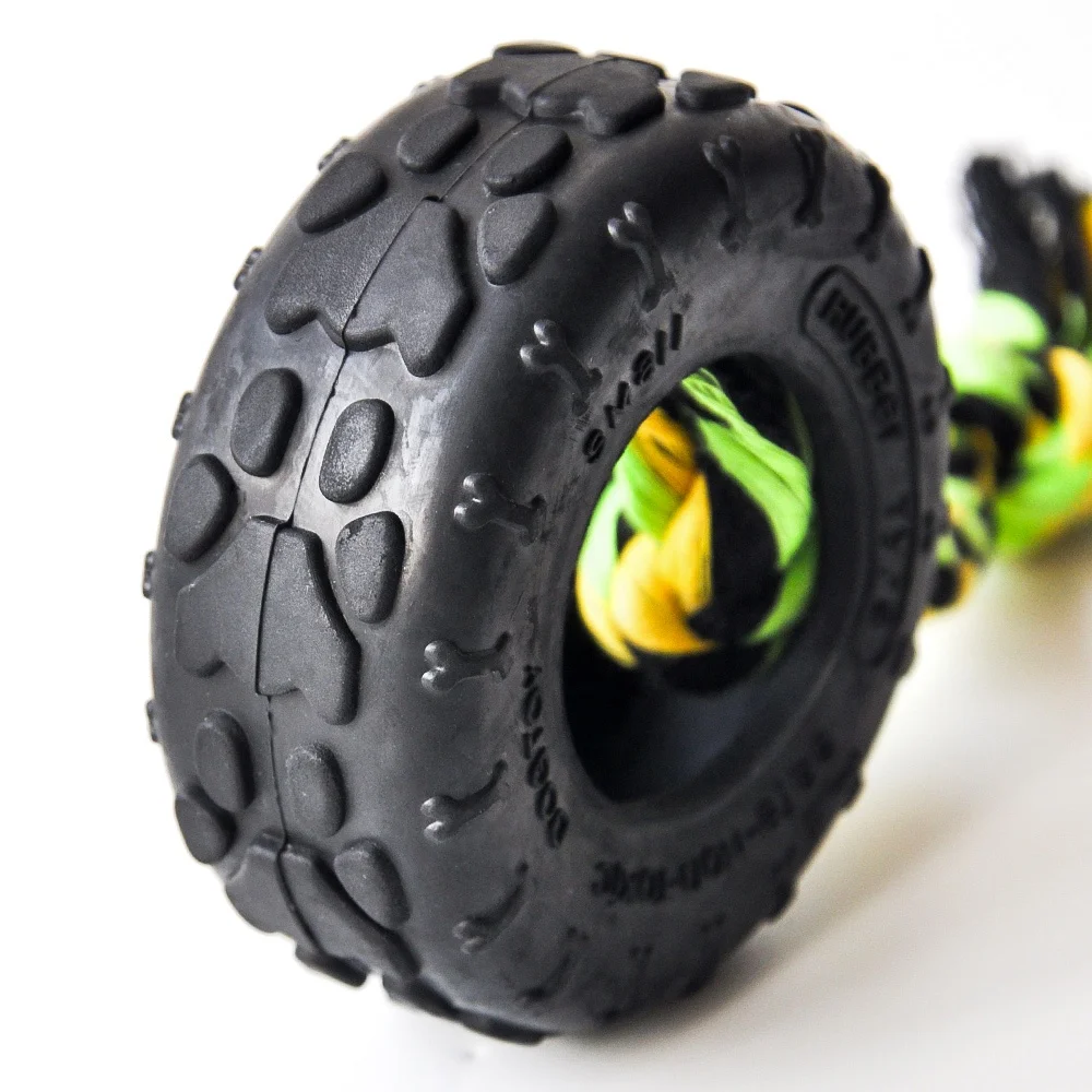 Natural Rubber Non-Toxic Durable Tyre Chew Toy S M L Interactive Pet Training Toys for puppy large breed