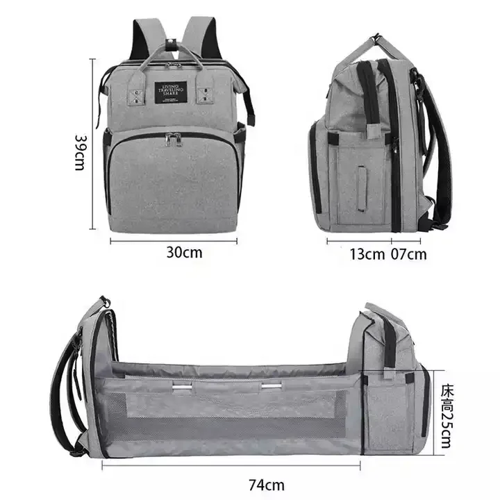 Multifunctional Waterproof Maternity folding Handbag Stroller baby Nappy Bed Backpack Diaper Bag with Bassinet for mom and Baby