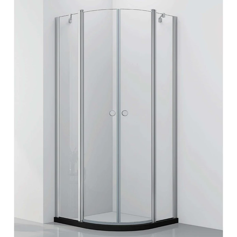Contemporary Bathroom Secter Shape Shower With 8mm Tempered Glass Pivot Shower Room