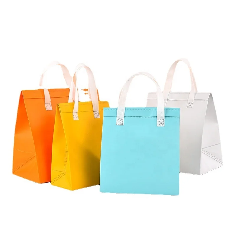 Wholesale Disposable Nonwoven Aluminum ice cream Foil Insulation Bag for Takeout  Beverage Packaging Catering Cake Carrying