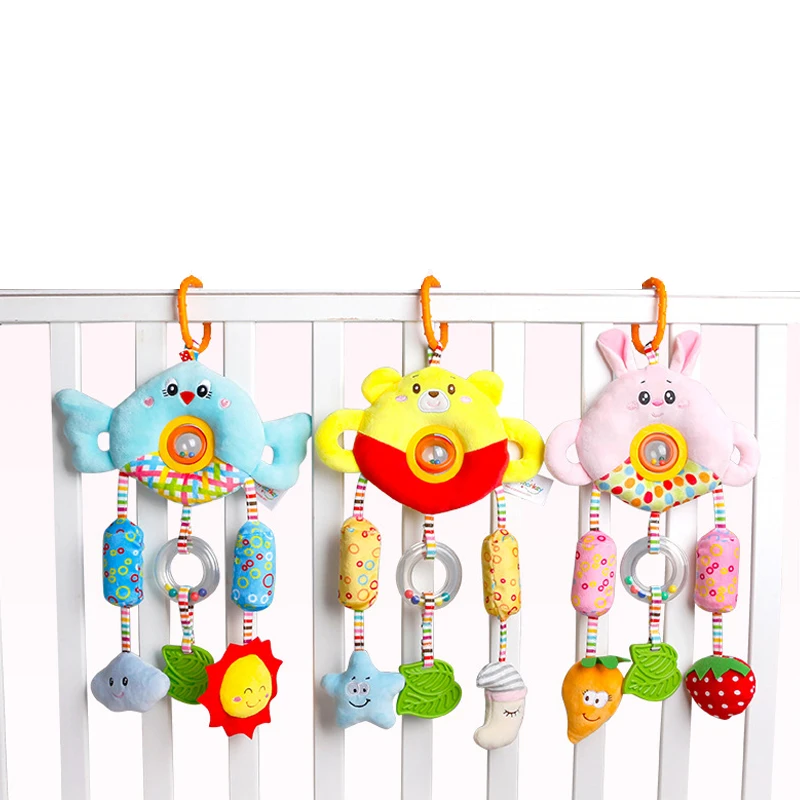 Plush animal Bear or Rabbit Large Wind chimes Baby Hanging Crib toy
