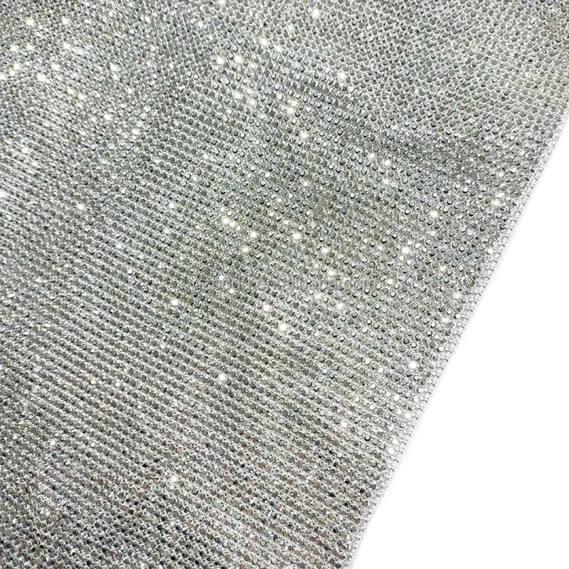 Shiny Trendy Sparkle Silver Aluminum Mesh Labrador Rhinestone Crystal Fabric for Women Bags