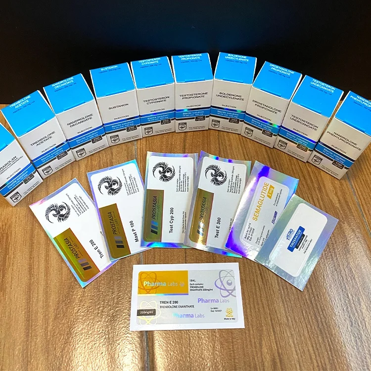 Tren E 200 mg customization compound names PharmaLabs print glass bottle sticker hologram 10ml vial labels steroide packaging