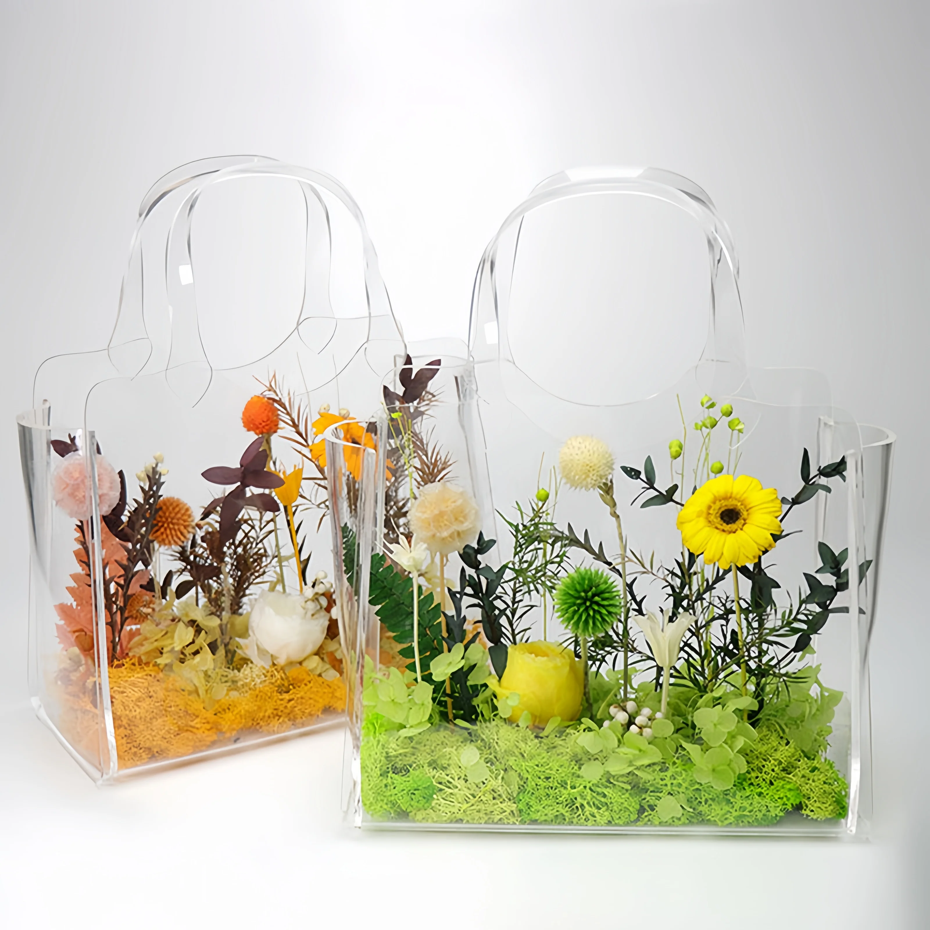 Customized New style high quality nordic ins home office desk acrylic handle fish bowl falower basket