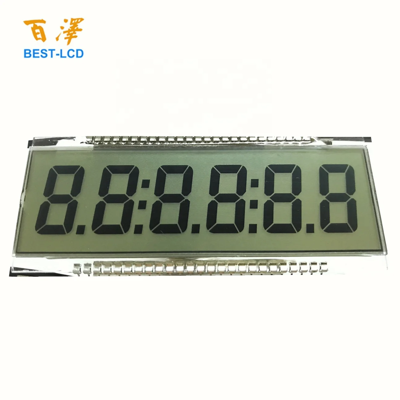 Customized Monochrome 50 Pin 6 Digit 7 Segment TN LCD Display For Petrol Pump/Fuel Dispenser/Gas Station