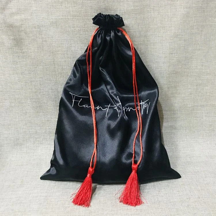 hair bags for bundles Custom large luxury  satin wig dust bags with gold logo