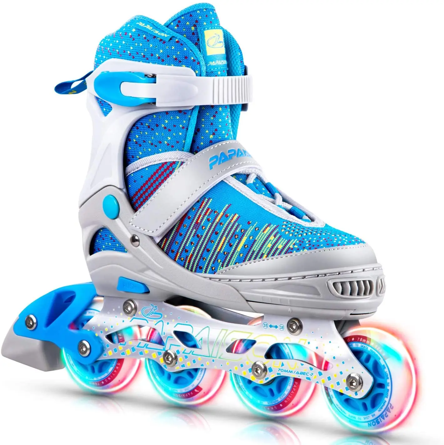 Pu Wheel Of 80mm Inlinel Roller Skates Molded Shell LED For Kids and Women Man With Suspension well mesh cushion