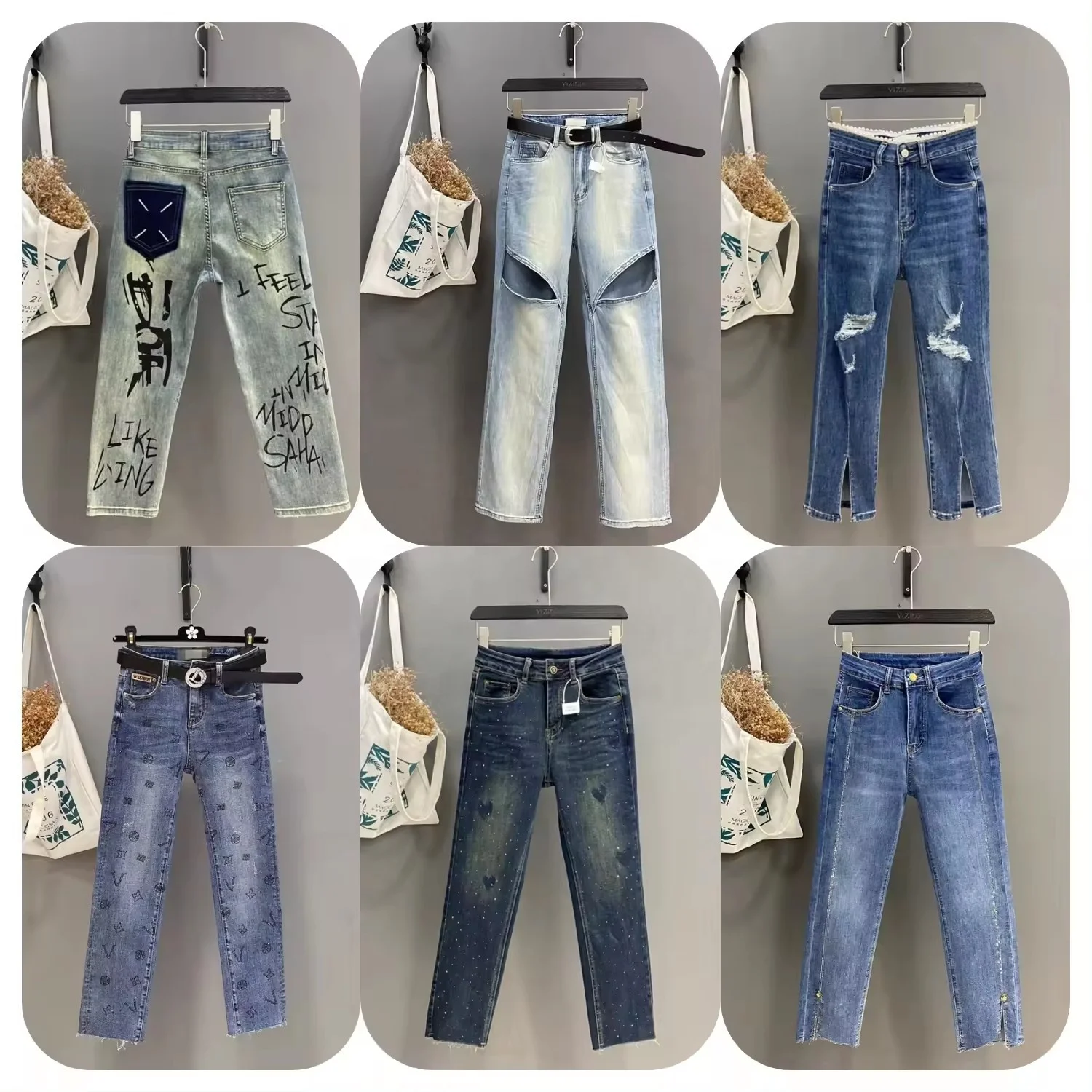 Wholesale Fashion Middle Waist Solid Color Tied Flared Trouser Lace Up Bell Bottom Wide Leg Jeans For Women No reviews yet