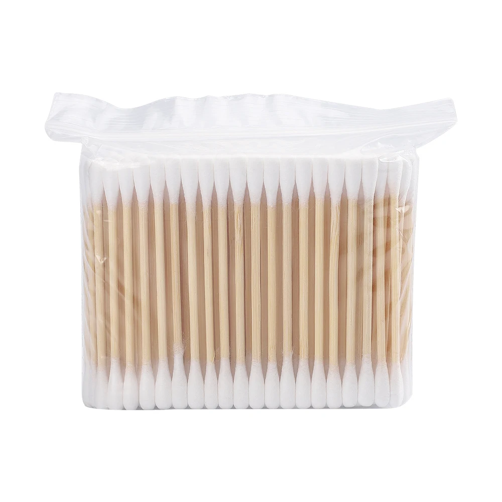 Easy take plastic free double q tips bamboo stick cotton swab medical use disposable applicator cotton buds cotton ear buds