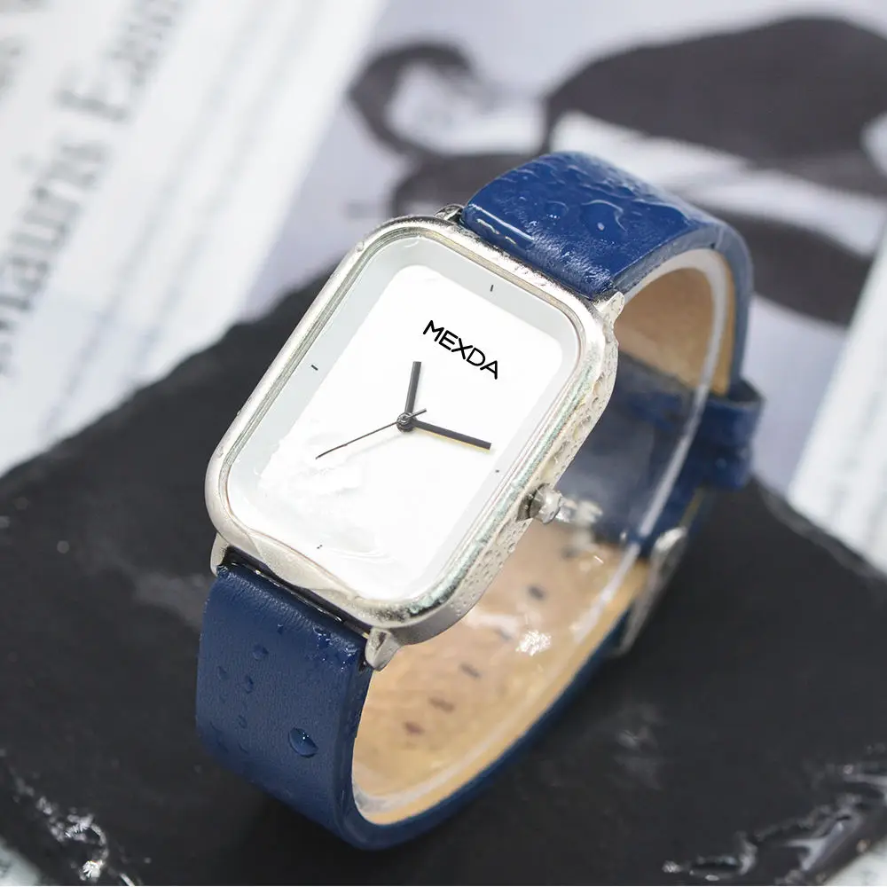 MEXDA OEM Alloy Watch for Couple Simple Design Mineral Crystal Rejos Men PU Leather Bracelet Watch Analogue Quartz Movement