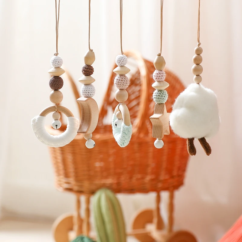 Logo Accept Wood Baby Toy Triangular Fitness Frame Baby Activity Play Gym With Baby Teething Toy