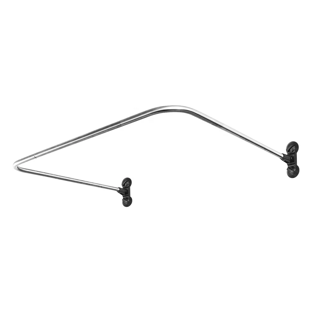 BAOYOUNI No Drilling Metal Bathroom U Shaped Shower Rod Wall Mounted Corner Bath Curtain Rail for Bathtub