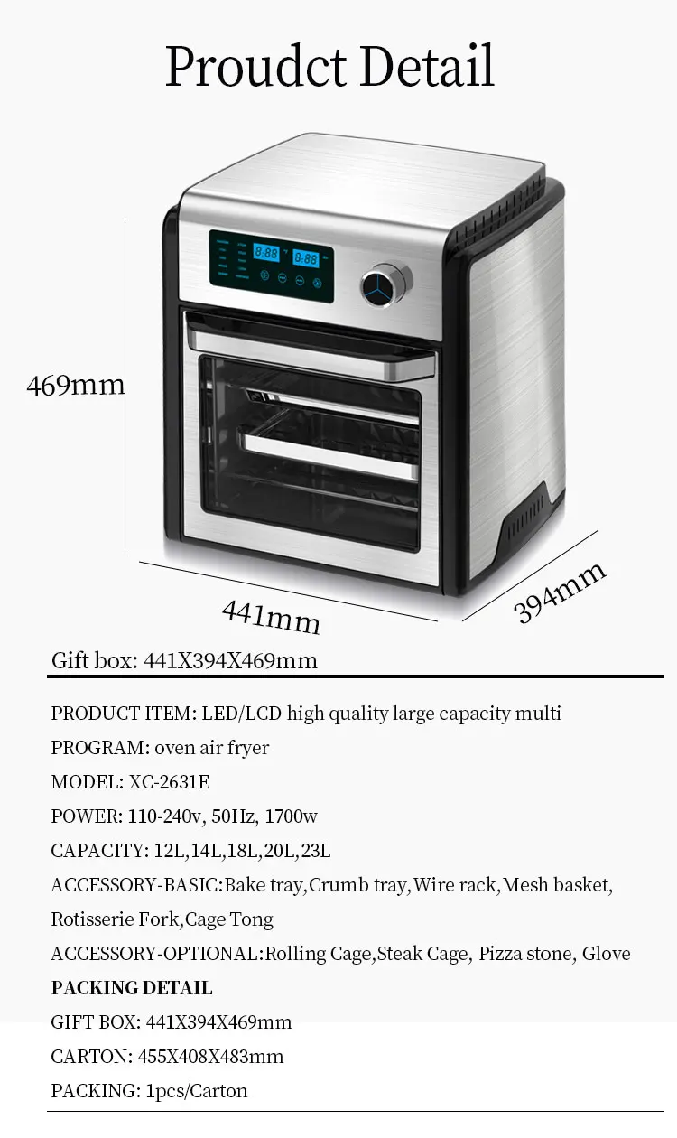 Biggest Family and Party Size 14L,18L,20L air Fryer Oven Cooking Electric air Fryer Oven