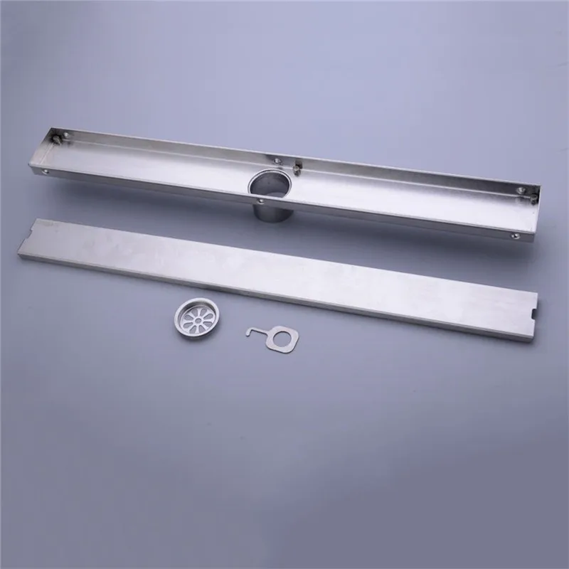 Strip Floor Drain 304 Stainless Steel Odor-resistant With Tile Insert Grate Invisible Shower Drain Brushed Nickel