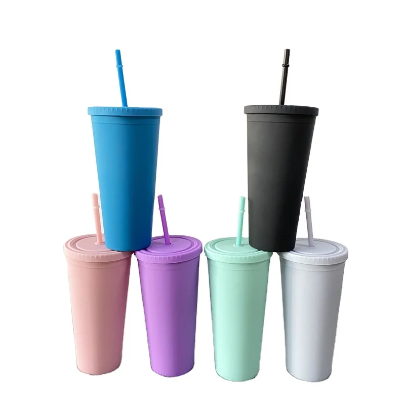Unique wedding wholesale blank BPA Free Matte Finish Reusable 22oz Pastel Colored Double Walled Plastic Tumblers