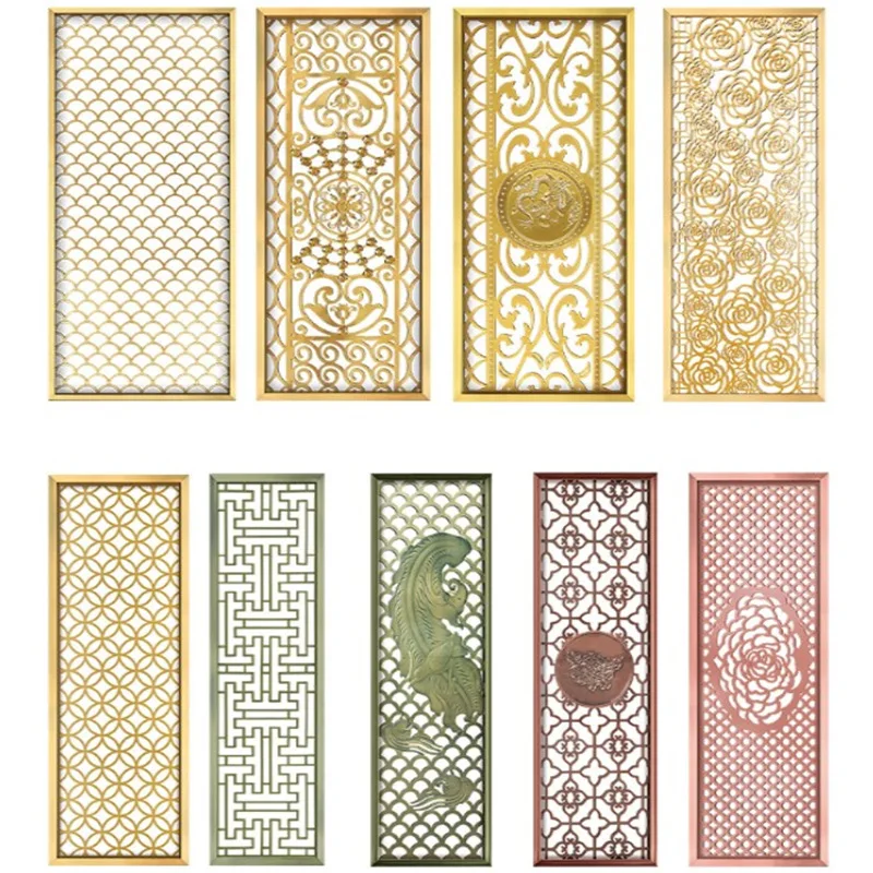 Crewell Manufacturer Latest Design Metal Brass Hairline Welding Room Divider for Villa-artificial Tree