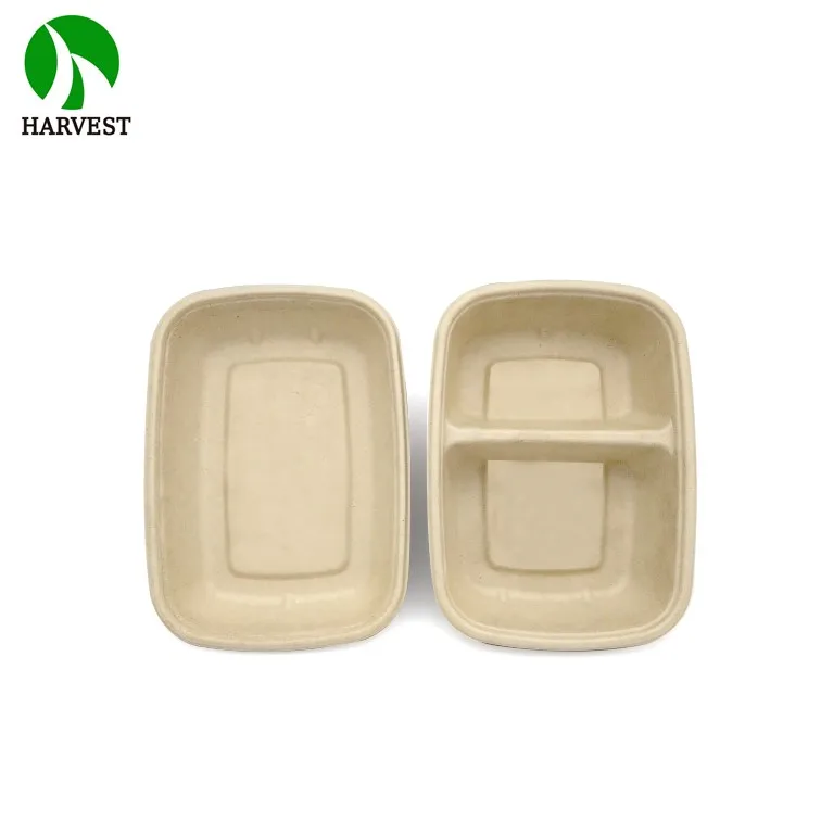 One time use 2 compartment paper microwave bento lunch box food container