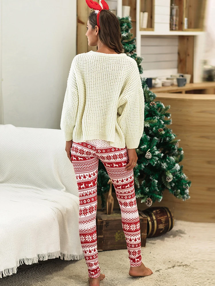 2019 Winter Fashion Christmas Leggings Yoga Leggings Snowflake Reindeer Printing Leggings