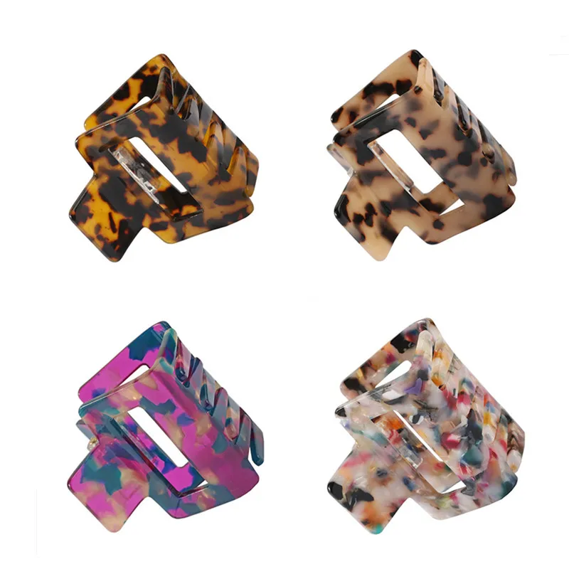 5CM Square acetic acid plate gripper Fashion simple hairpin Large Size Strange Hand Clip Flower Hair Clip