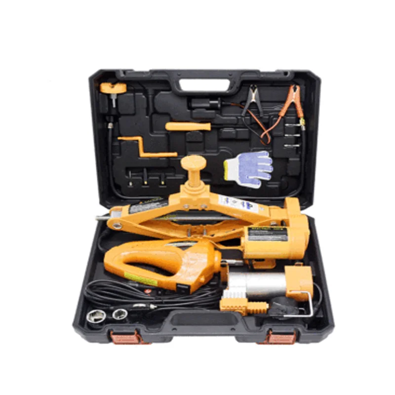Fostar CE ISO Certificated  3in1 Portable 12V 3T Electric Screw Scissor Car Jack and Electric Wrench and Air Pump Set For Sale