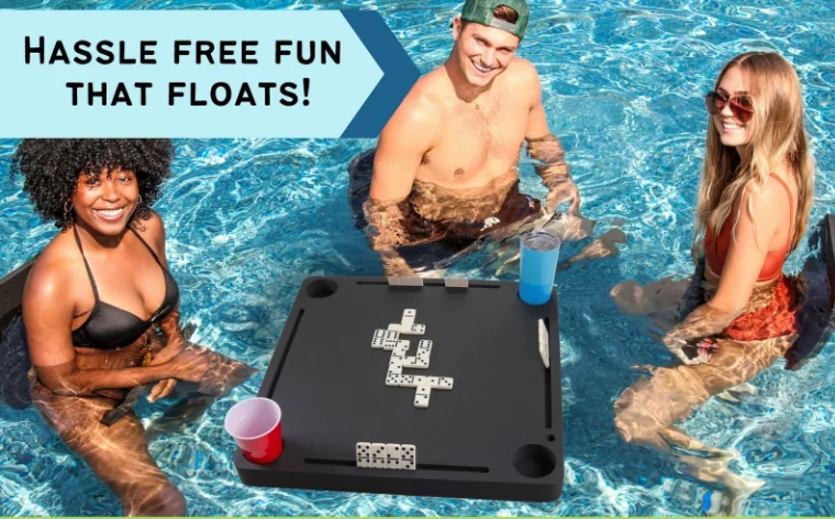 Floating dominoes table game party float durable black and other color foam pool tray with drink holders