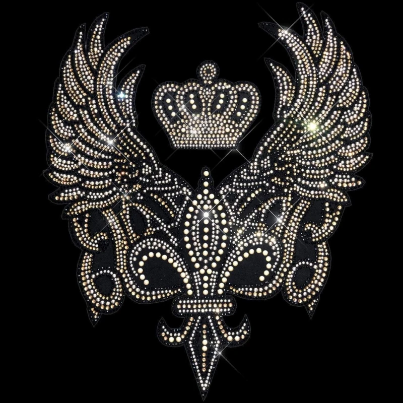 China Supplier Bling Rose Flower Rhinestone Motif Designs Bulk Iron On Heat Transfer Sheets Rhinestones Hot-Fix Applique