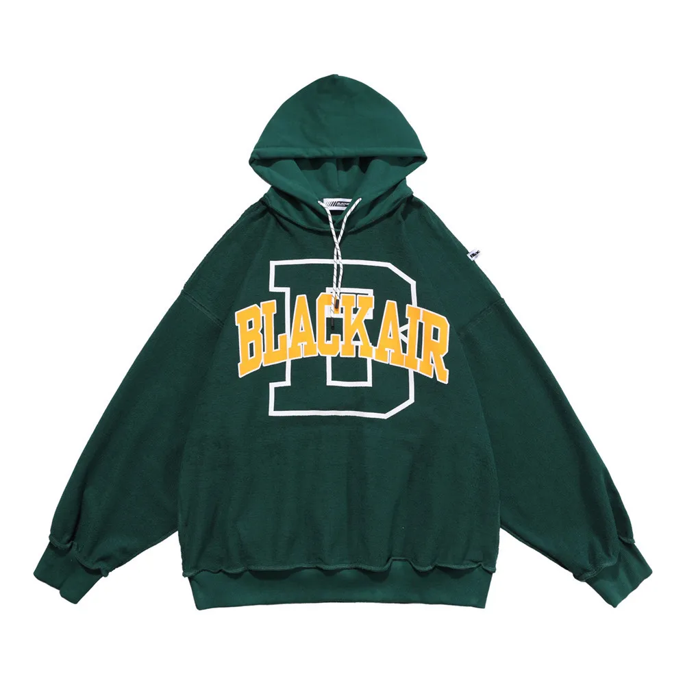 
High street double sided terry cloth reversible hoodie reverse weave hoodie 