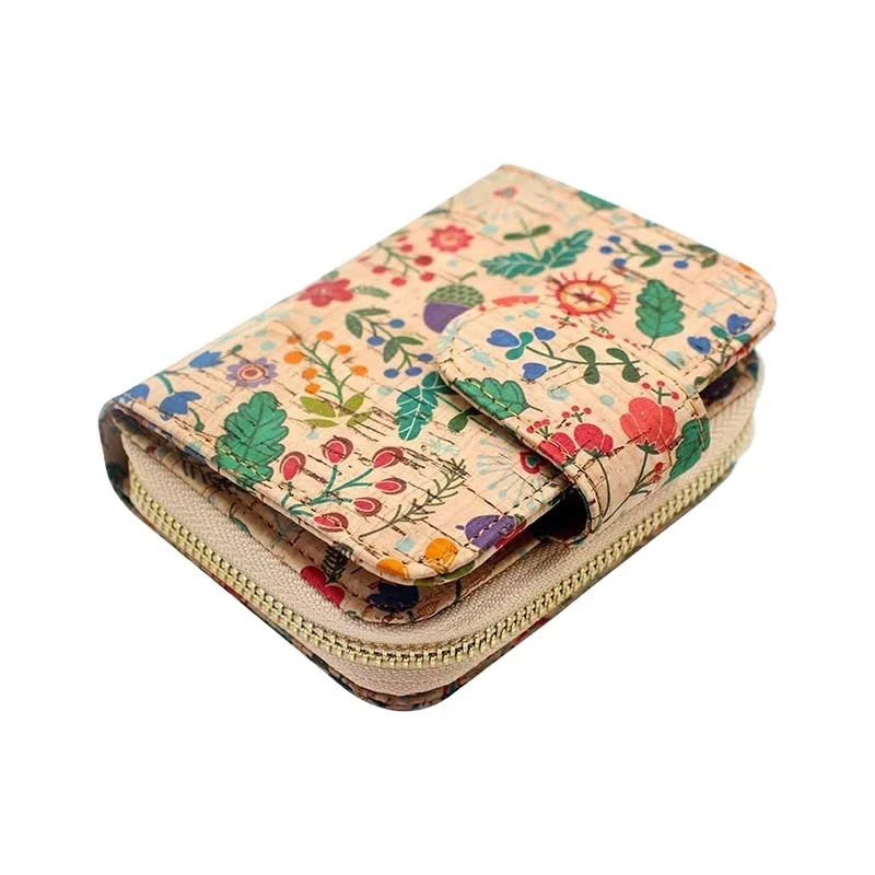 Custom DesignWomen RFID blocking Vegan Recycle Environment Simple Hand Purse for Women Cork Lady Wallet