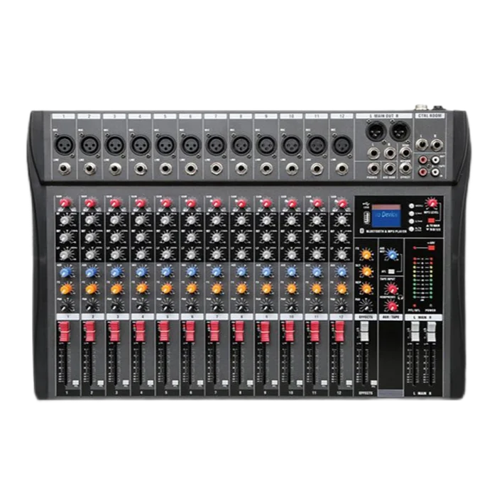 Professional 12 Channel Stereo DJ Mixing Console with USB Bluetooth Recording MP3 Playback DJ Controller Studio Sound Equipment
