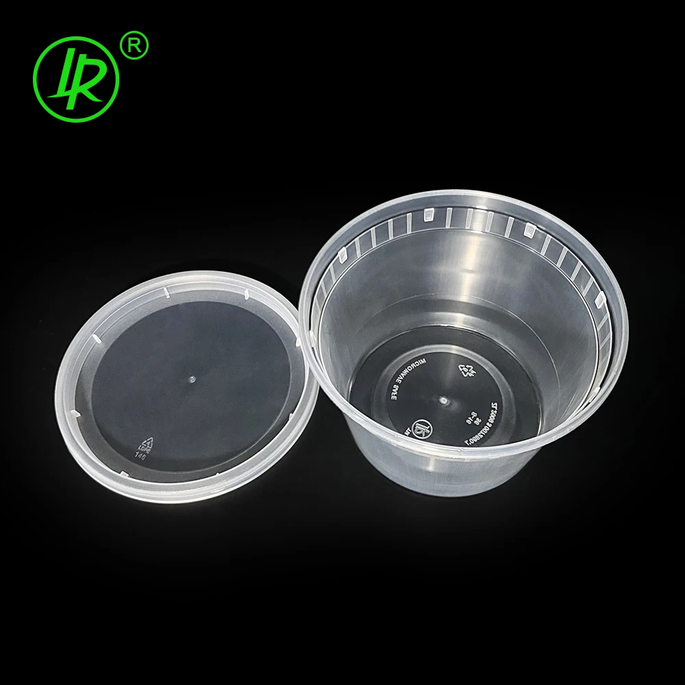 LR 16OZ Clear Leakproof Microwavable Disposable Round Food Container,Transparent Plastic Soup Bowl With Lids