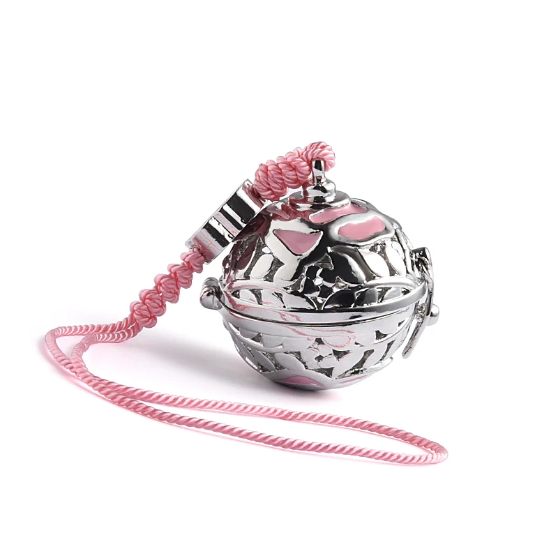 Fashion Souvenir Globe Shape Pink Pendant Silver Metal Car Diffuser
