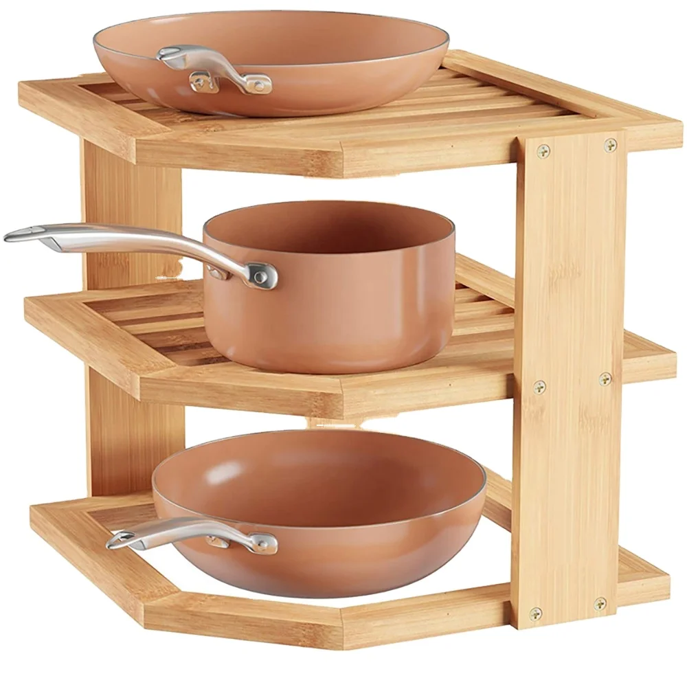 Оптовые цены; Многофункциональное устройство для ношения eco-friendly 3 яруса кружевных кухня угловая полка для тарелок лоток чаша полка из бамбукового угла со сушилкой для посуды