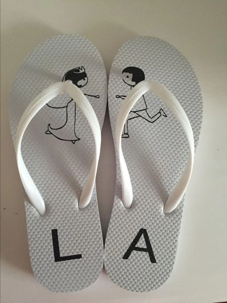 Cheap Flip Flops Custom logo Print, White Custom Wedding Guest Flip Flops Print, White Custom Made Wedding Flip Flops for Guests