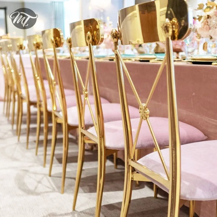 Ghana infinity event decor trim armless velvet wedding chair with stainless material