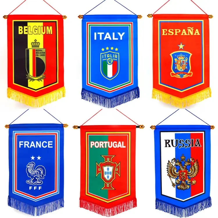 manufacture wholesale cheap mini pole national country polyester waving hand flag exchange flag pennants