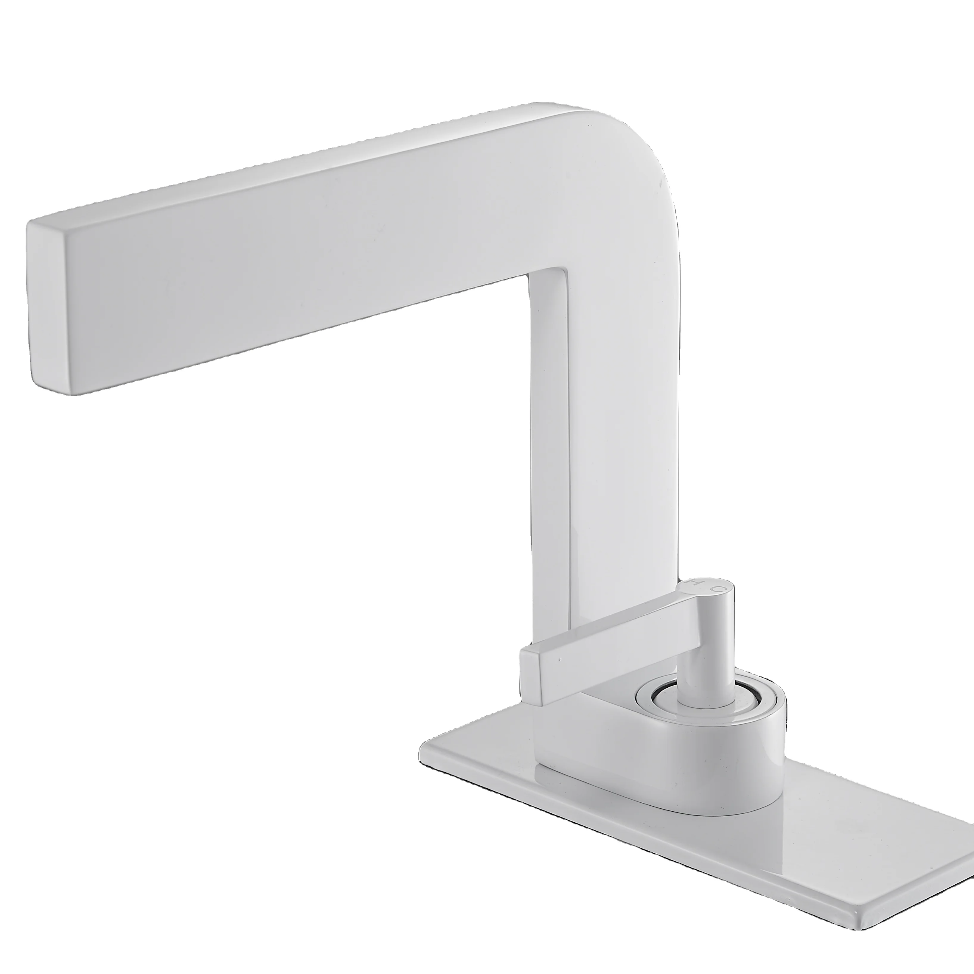 Lead Free Brass Wash Long Neck Square Design Hot and Cold Brass Gun Metal Finished Wash Basin Taps For Bathroom Faucet