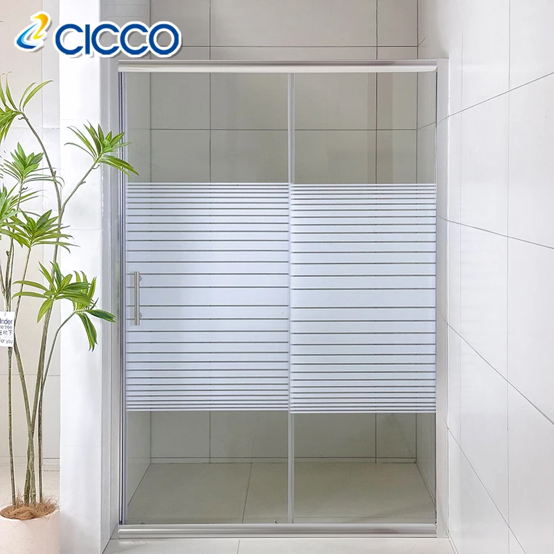 Push Open 6mm Sliding Tempered Shower Glass Door Chrome Frame Walk In Shower Door  for Bathroom