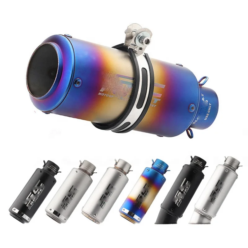 REALZION Motorcycle Exhaust Pipe Tail Tube Oblique With DB Killer Muffler For Universal 51MM 60MM