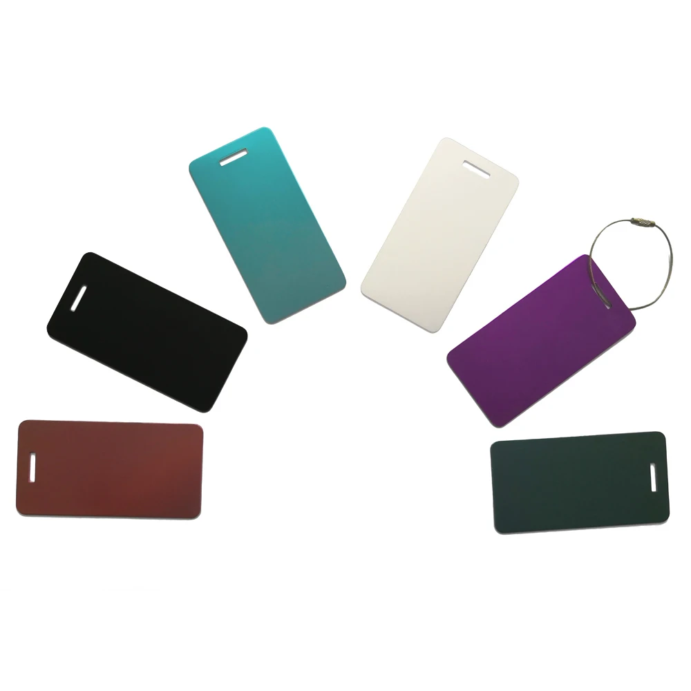 Wholesale Custom Travel Airplane Anodized Blank Matt Metal Aluminium Airline Luggage Tag with Steel Wire Or Leather Strap