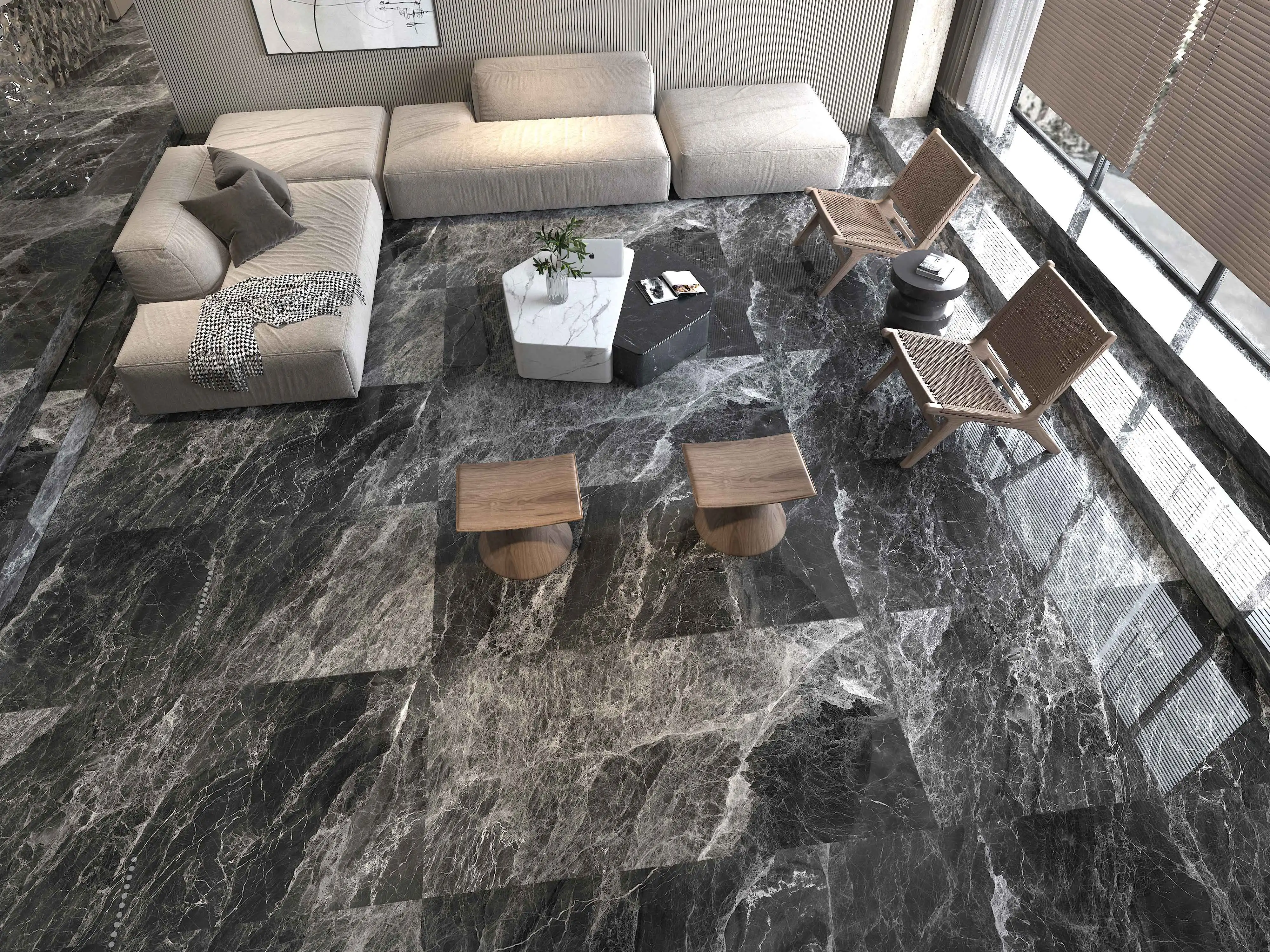 High-end Project 600x1200mm Big Size New Design Glazed Polished Porcelain Marble Floor Tile