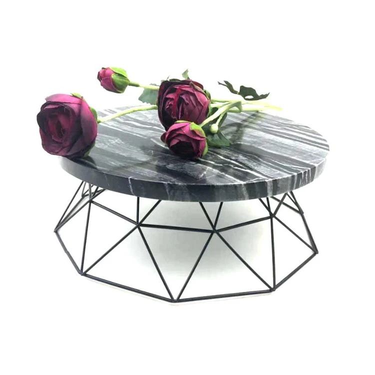 
Marble base round cake plate stand cage set for display dessert Sushi with holder 