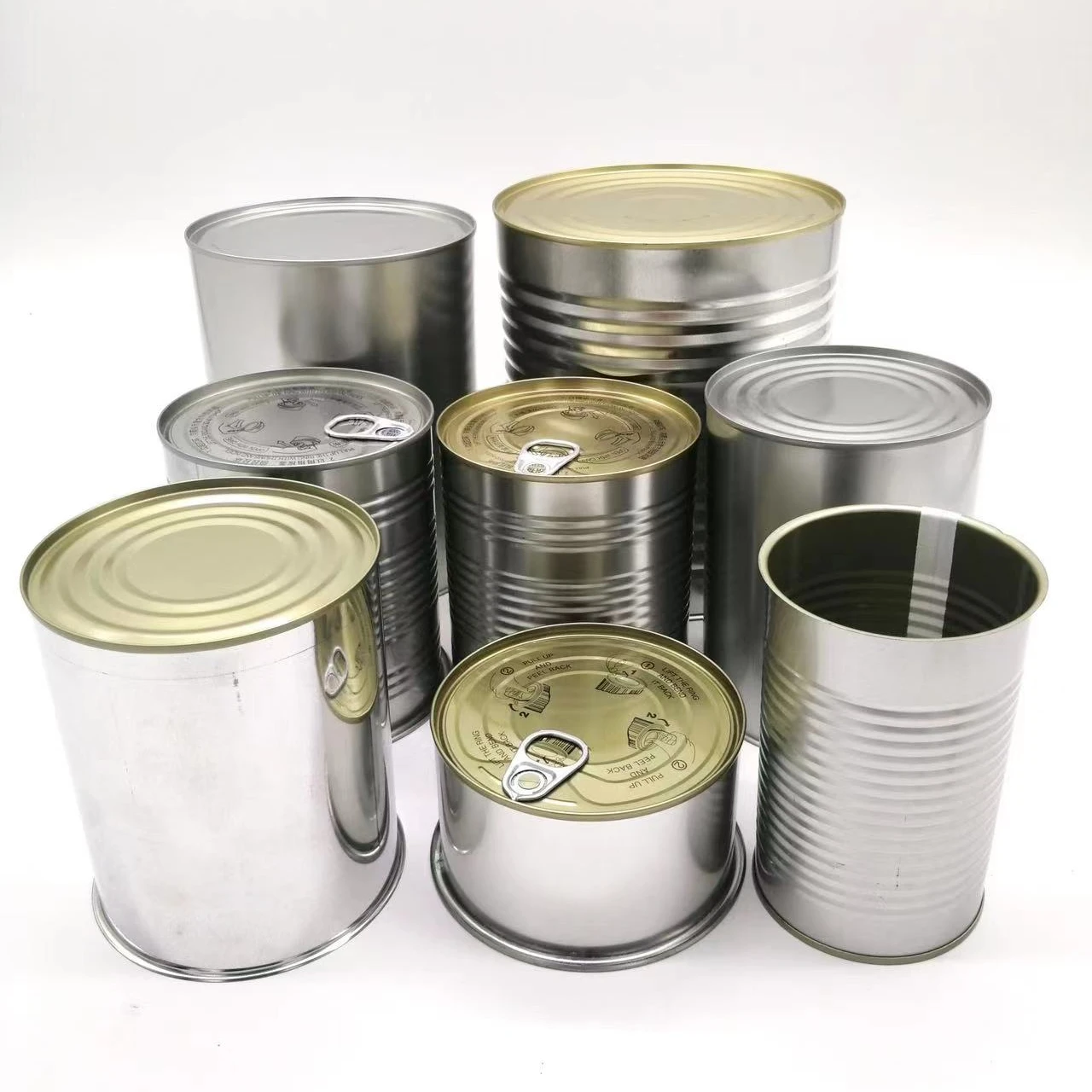 502#401#Factory wholesale food grade metal round tin can cylinder metal Meat can Cheese sauce packaging Tin can with eoe lid