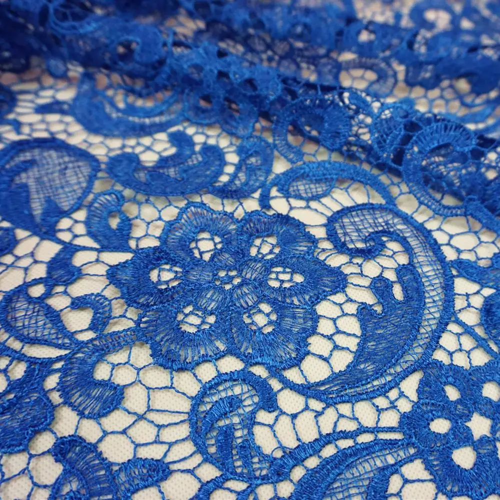 Wholesale 100% Polyester Textile Korean Cord Guipure Embroidery Dress Lace Fabric