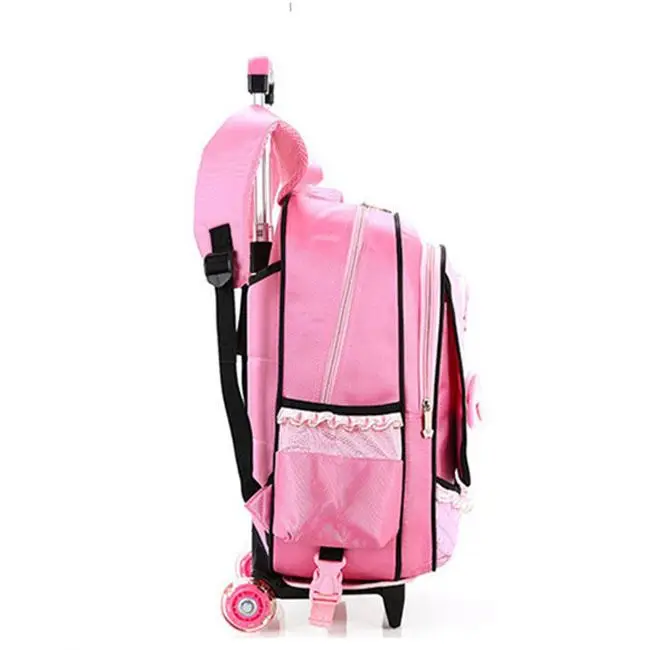 Custom Backpack pink girl school trolley bag with detachable backpack for Vietnam Market