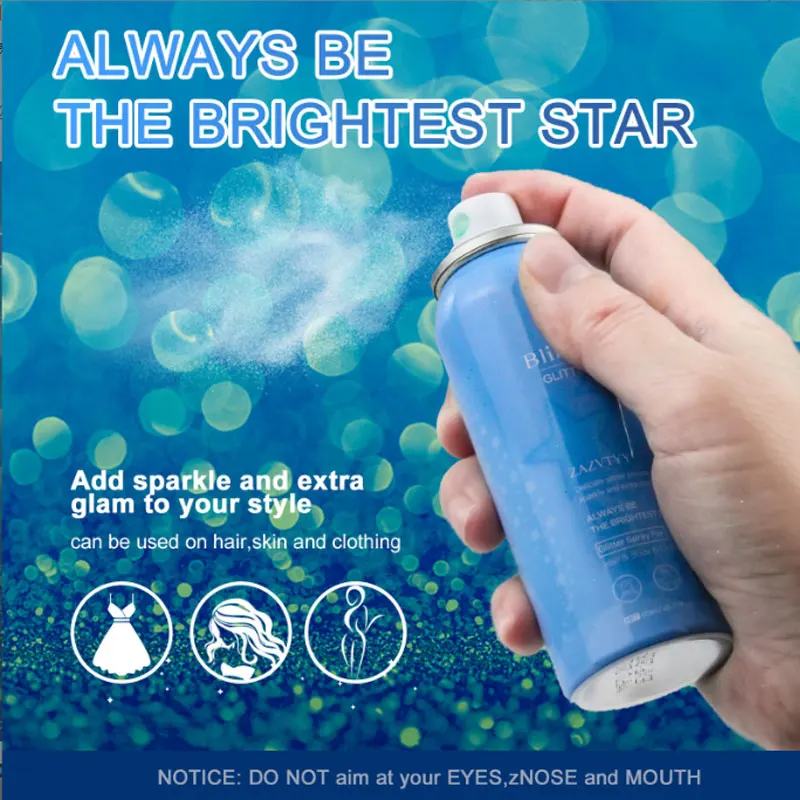 Free Sample OEM Private Label Vegan Highlighter Shiny Long Lasting Face Hair Body Spray Shimmer Party Clothes Glitter Spray
