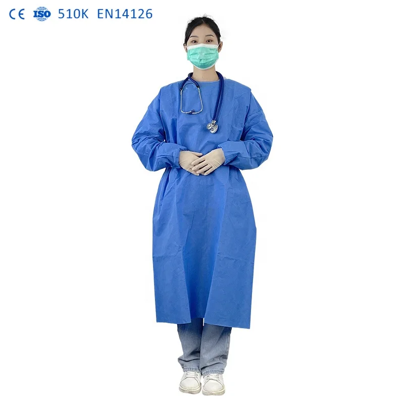 Good Quality EN14325 non sterile ppe gown ISO11737 hospital gowns with astm f1671 level Impervious Blood-Proof for Hospitals