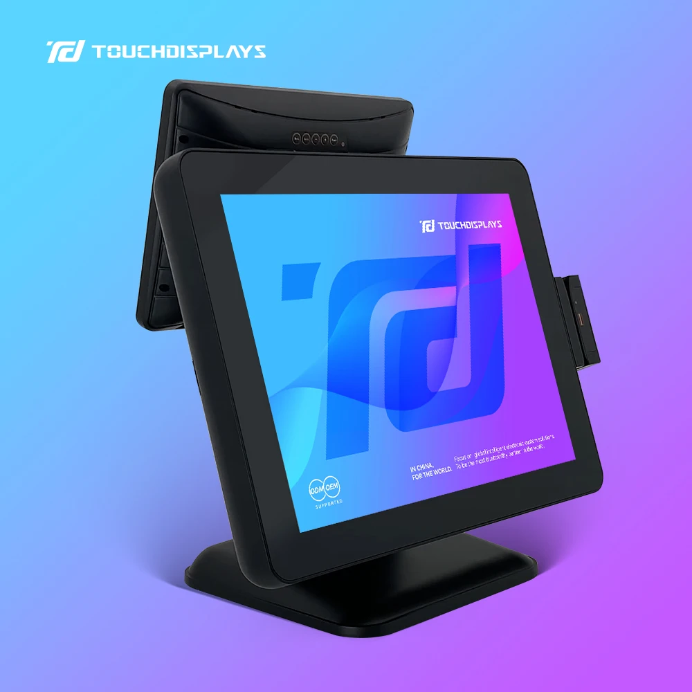 TouchDisplays 15 Inch Waterproof and Oil-proof Touch Screen All in One Pos Desktop Restaurant Kitchen Pos