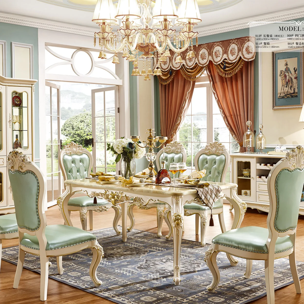 Italian French Modern Luxury Heavy Leather Cushion Upholstered Dining Room Restaurant Hotel Kitchen Solid Wood Dining Chair