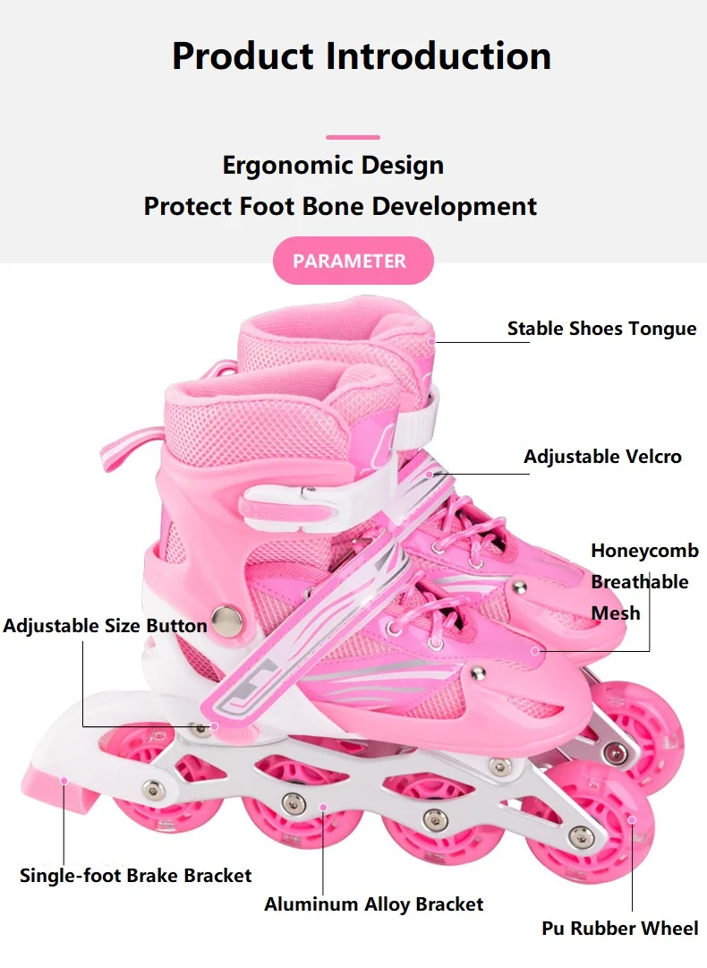 YIZHI Professional Adjustable Skate Shoes Roller Skates 4 Wheel Inline Speed Skates Shoes For Adults Kids