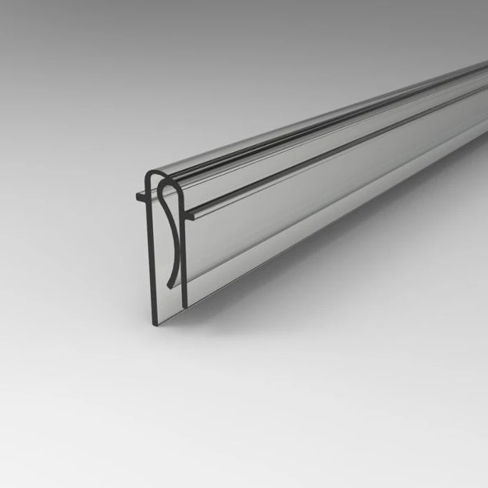 Flexible Custom Clear Plastic Extrusion Profile Hinged Shelf Edge Strip Display PVC Ticket Stripping For Supermarket Shelves